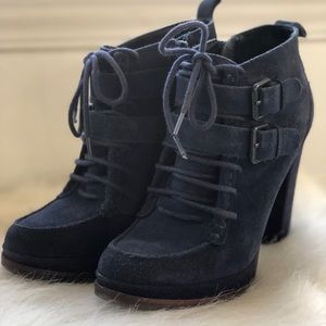 Navy blue suede boots
